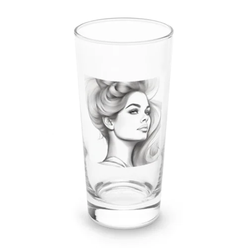 髪をかき上げる女性アートグッズ Long Sized Water Glass