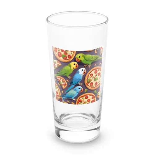 ピザ食べるインコ Long Sized Water Glass