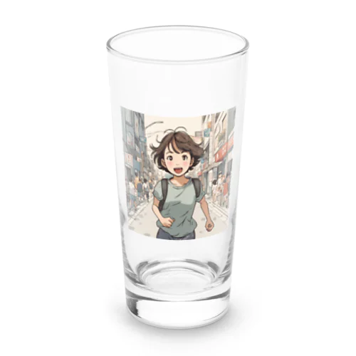 走る元気な女の子 Long Sized Water Glass