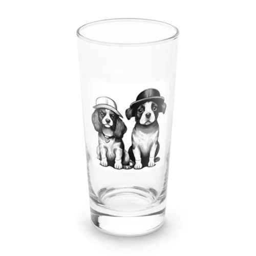 帽子を被った犬夫婦 Long Sized Water Glass