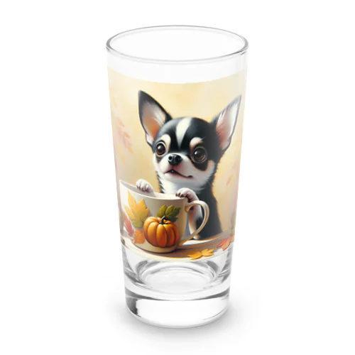 Autumn Curiosity: Chihuahua & Mug Magic 秋の好奇心: チワワとマグカップ Long Sized Water Glass