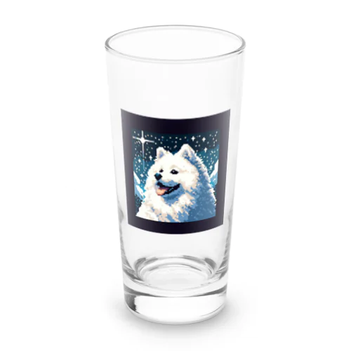 白い犬のドット絵 Long Sized Water Glass