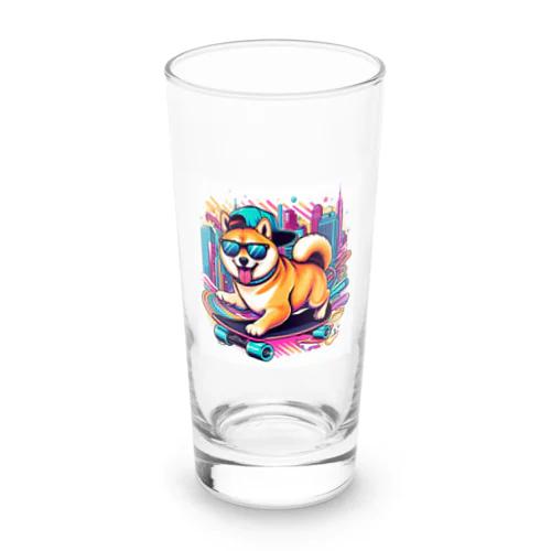 柴犬ウニのスケボー Long Sized Water Glass