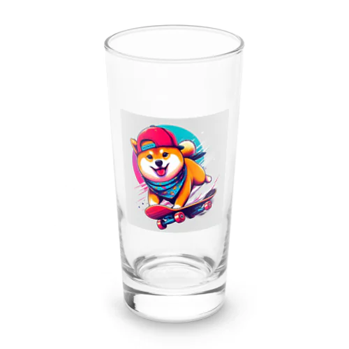 柴犬ウニのスケボー Long Sized Water Glass