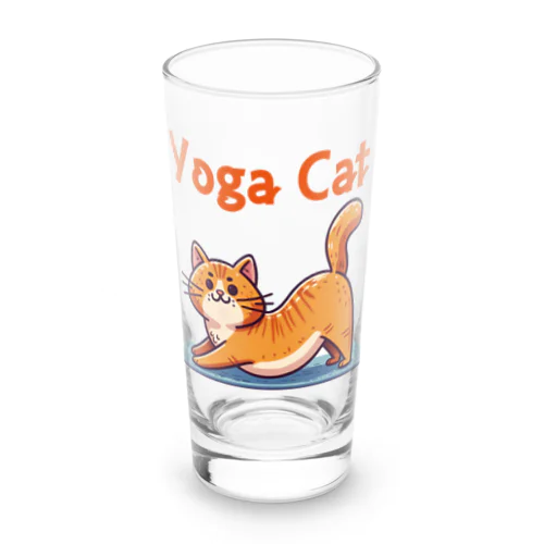 ヨガで猫のポーズ Long Sized Water Glass