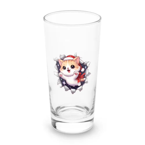 飛び出す猫クリスマスver Long Sized Water Glass