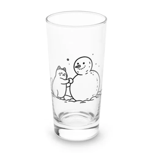 雪だるまを作る猫 Long Sized Water Glass