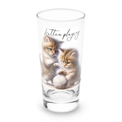 毛糸玉と子猫 Long Sized Water Glass