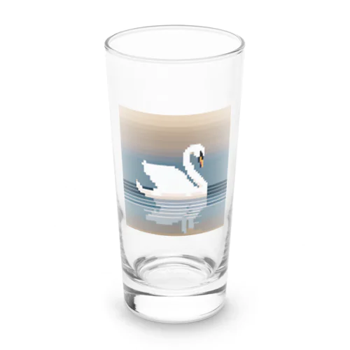 ドット絵の優雅な白鳥 Long Sized Water Glass