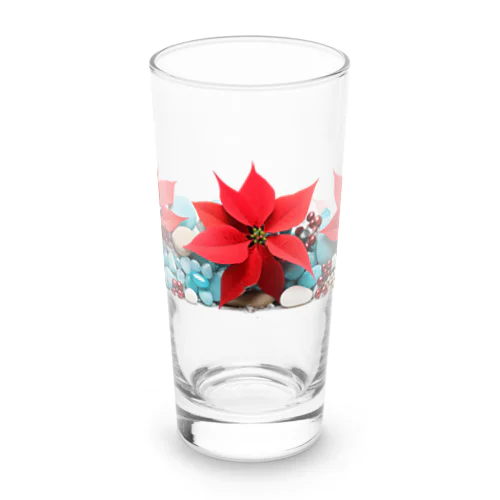 [12月]December-turquoise&Poinsettia Long Sized Water Glass