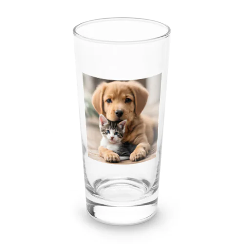 かわいい子猫と子犬 Long Sized Water Glass