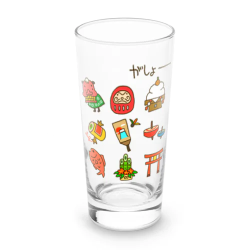 画伯チックなお正月 Long Sized Water Glass