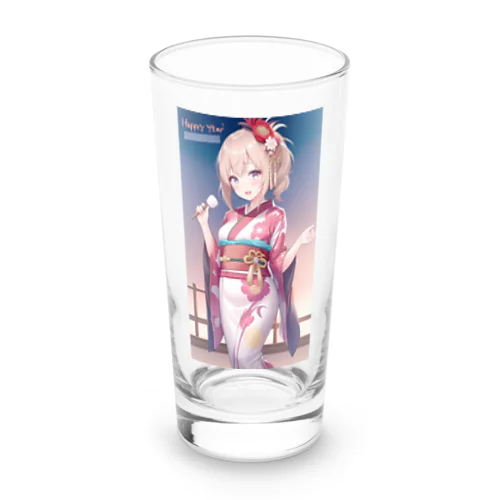 着物の女の子(お正月) Long Sized Water Glass