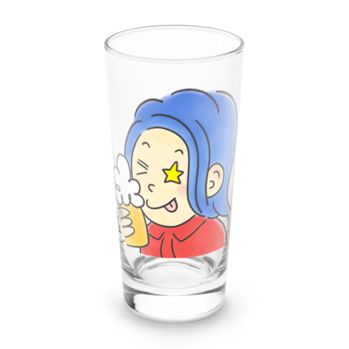 ビールを飲む　さえちゃん Long Sized Water Glass