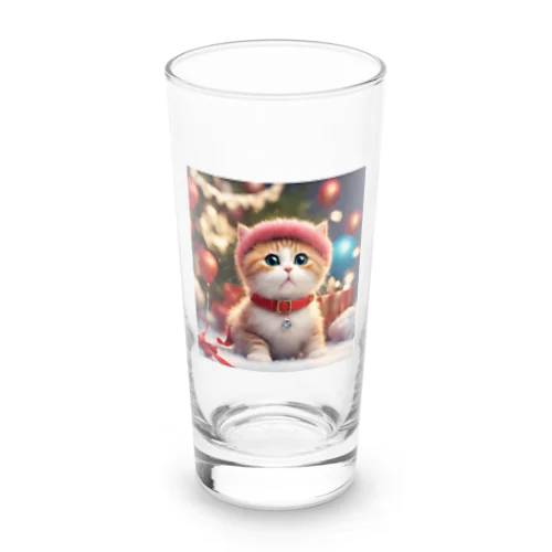 正月を過ごすキュートな猫 Long Sized Water Glass