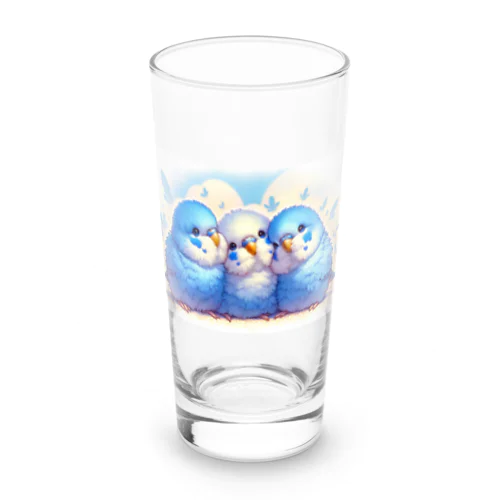 仲良し幸せの青いセキセイインコちゃん Long Sized Water Glass