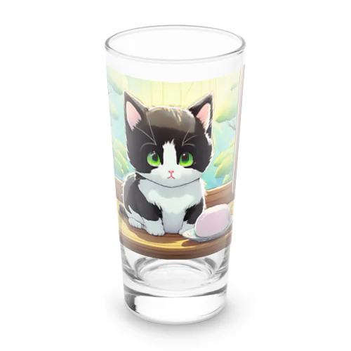 お餅と白黒猫 Long Sized Water Glass