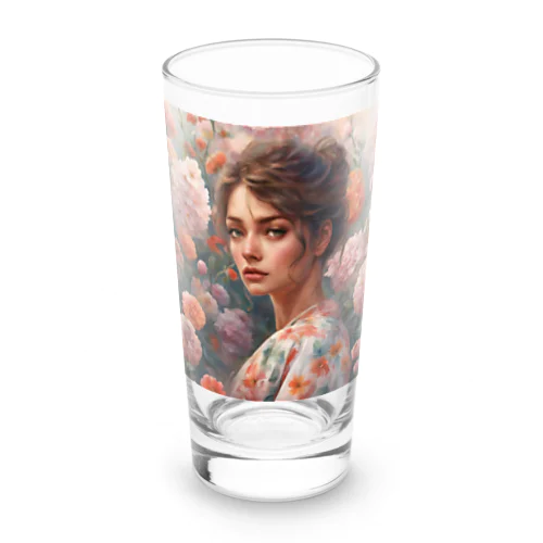 花の中で呼び止められる女性 Long Sized Water Glass