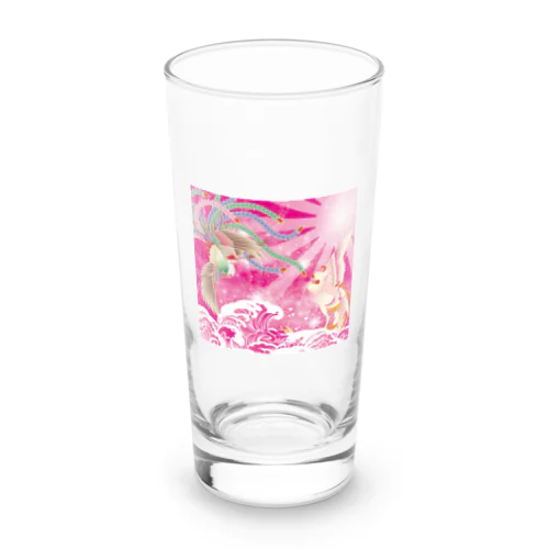 ピンク鳳凰　波　和柄 Long Sized Water Glass