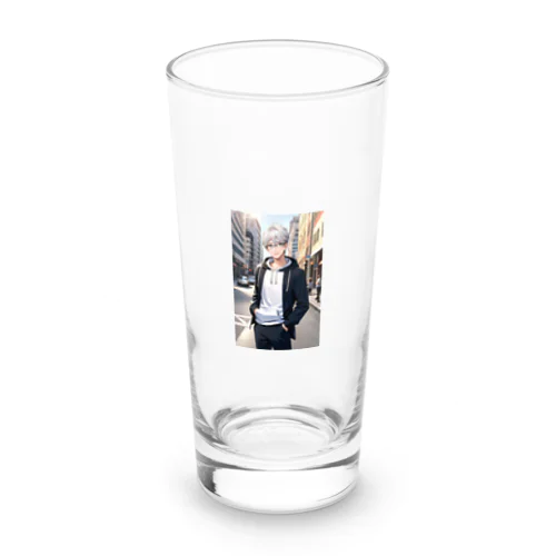 白髪メガネ男子 Long Sized Water Glass