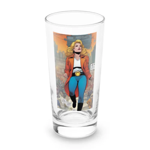 アメコミ風強い女性 Long Sized Water Glass