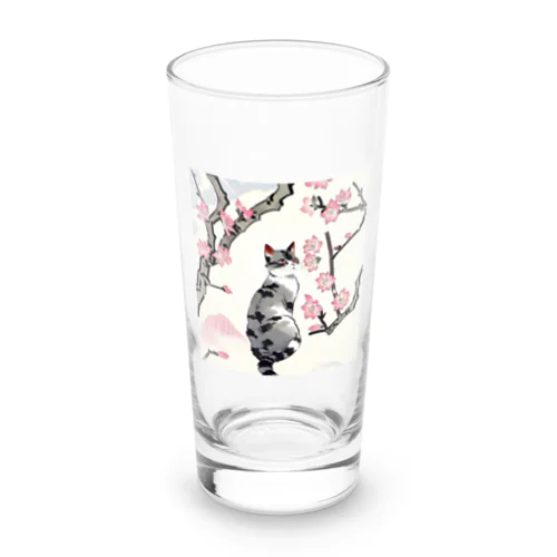 春の花と猫 Long Sized Water Glass