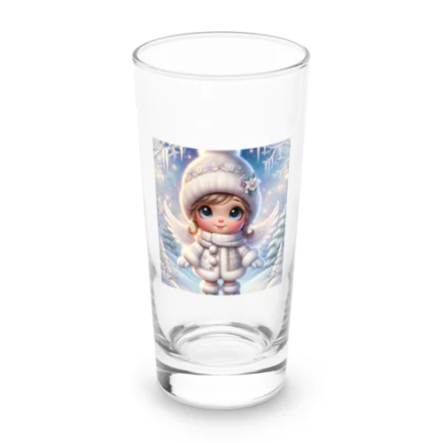 冬の微笑み：雪景色を照らす天使の子 ロンググラス