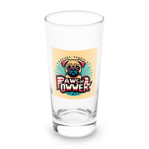 パグチワワ「Paws of Power」 Long Sized Water Glass