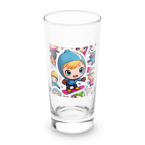 スノーボードとキャラクターたちのイラストグッズ Long Sized Water Glass