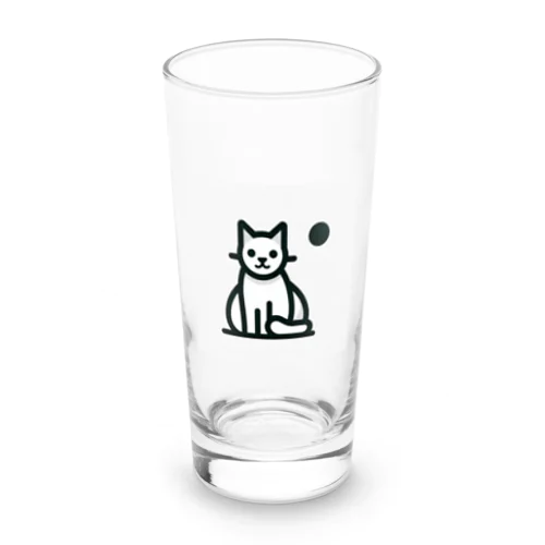 この魅力的なモノクロキャットイラストは、猫好きの皆さんにぴったりです！ Long Sized Water Glass