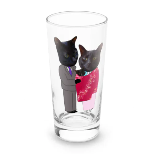 黒猫の親子 Long Sized Water Glass