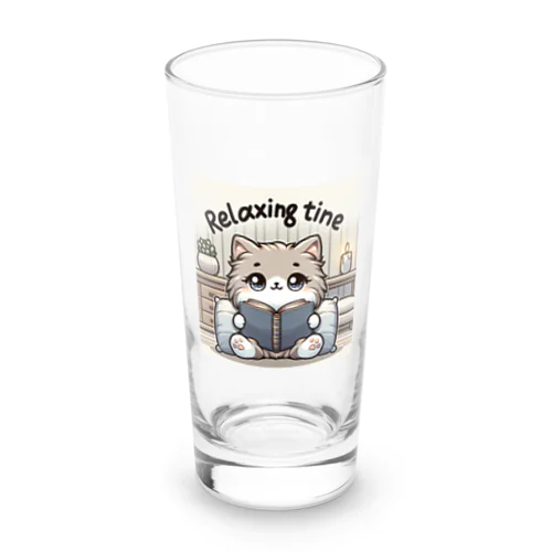 可愛い猫がリラックス Long Sized Water Glass