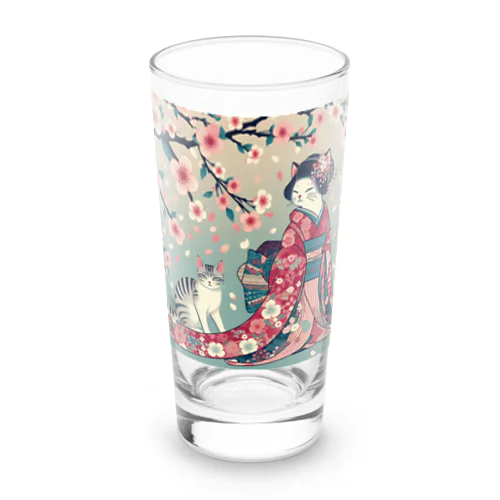 和風cat 見返り桜 Long Sized Water Glass