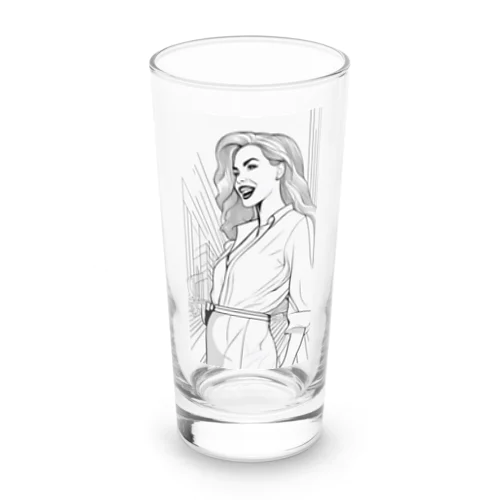 魅惑の塗り絵世界に浸る女性　２ Long Sized Water Glass