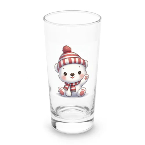 ニット帽をかぶったシロクマ Long Sized Water Glass