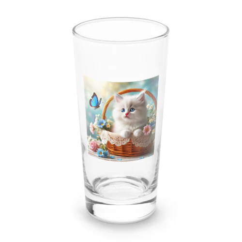 「青い蝶々を見つめる白猫」 Long Sized Water Glass