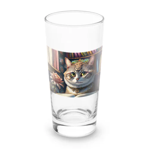 本を読む賢い猫 Long Sized Water Glass