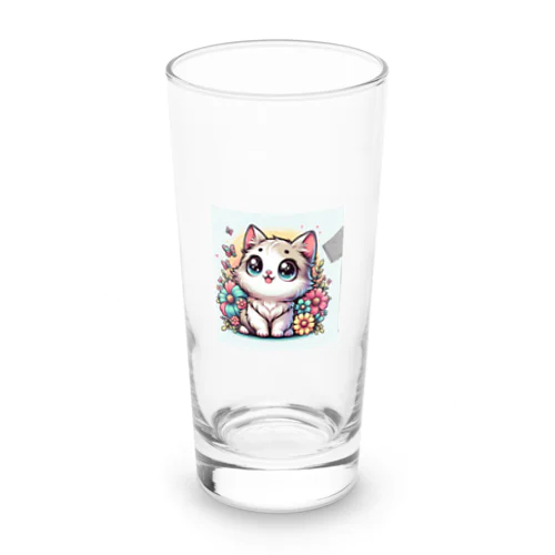 可愛いいねこが目を輝かせています！ Long Sized Water Glass