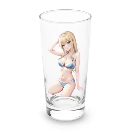 金髪の彼女が下着姿で魅了する Long Sized Water Glass