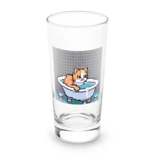 お風呂に入るボス猫 Long Sized Water Glass