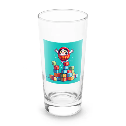 ダルマ落としから落ちそうなダルマ Long Sized Water Glass