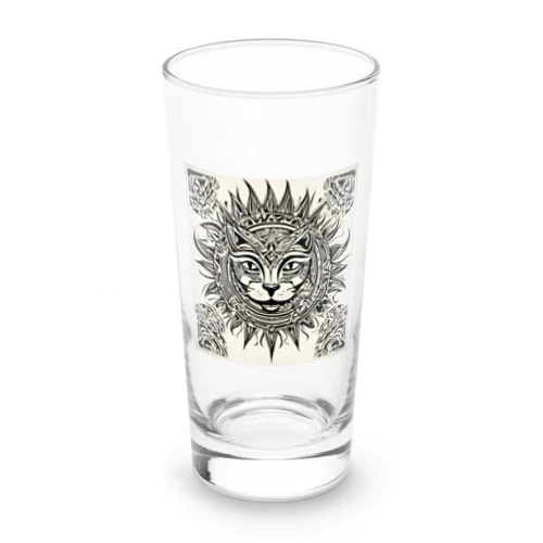 猫顔ポリネシアンタトゥー Long Sized Water Glass