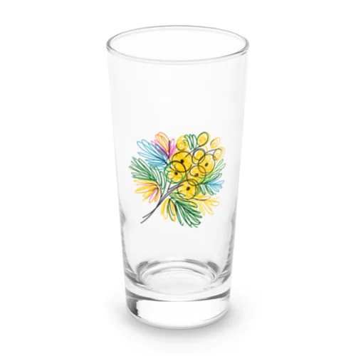鮮やかなカラフルなミモザの花束 Long Sized Water Glass