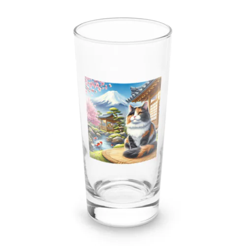 ネコ＆富士山 Long Sized Water Glass