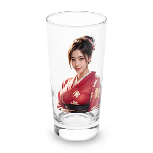 ラメ子_着物_赤 Long Sized Water Glass