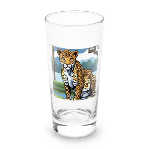 ドット絵のヒョウ Long Sized Water Glass