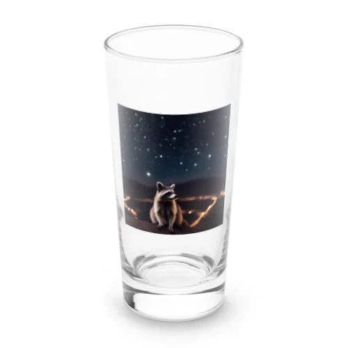 星を眺めているアライグマ Long Sized Water Glass