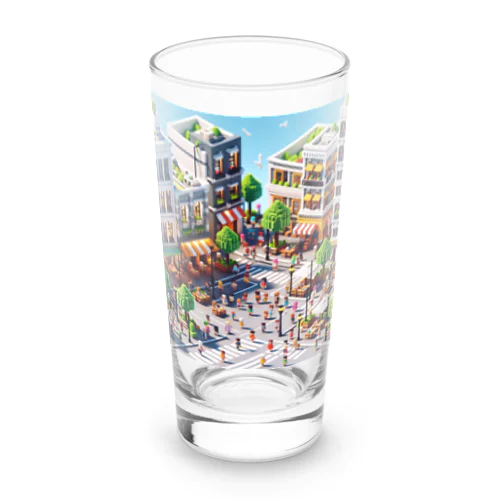 ボクセル街並み01 Long Sized Water Glass