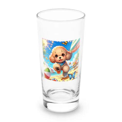 かわいいトイプードルサマーキャンプ Long Sized Water Glass