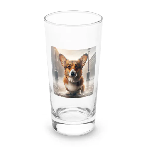 ずぶ濡れになったコーギー Long Sized Water Glass